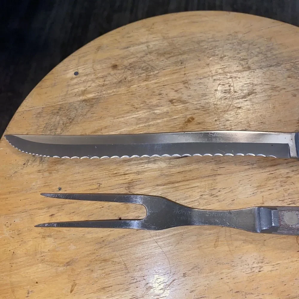 Heritage Stainless By Ka-Bar 2‎ PCs Carving Set 1714